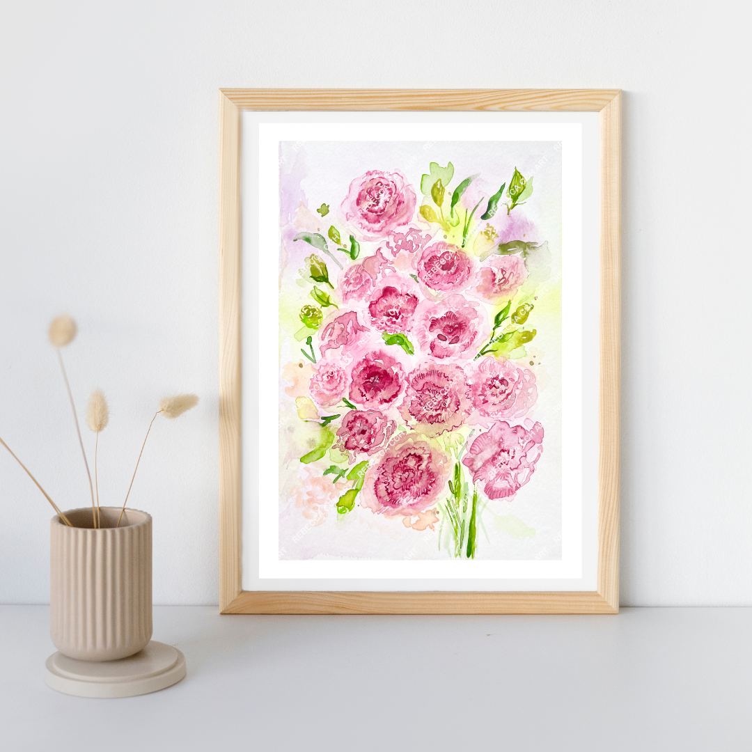 Floral painting art print "Eustoma Bouquet"