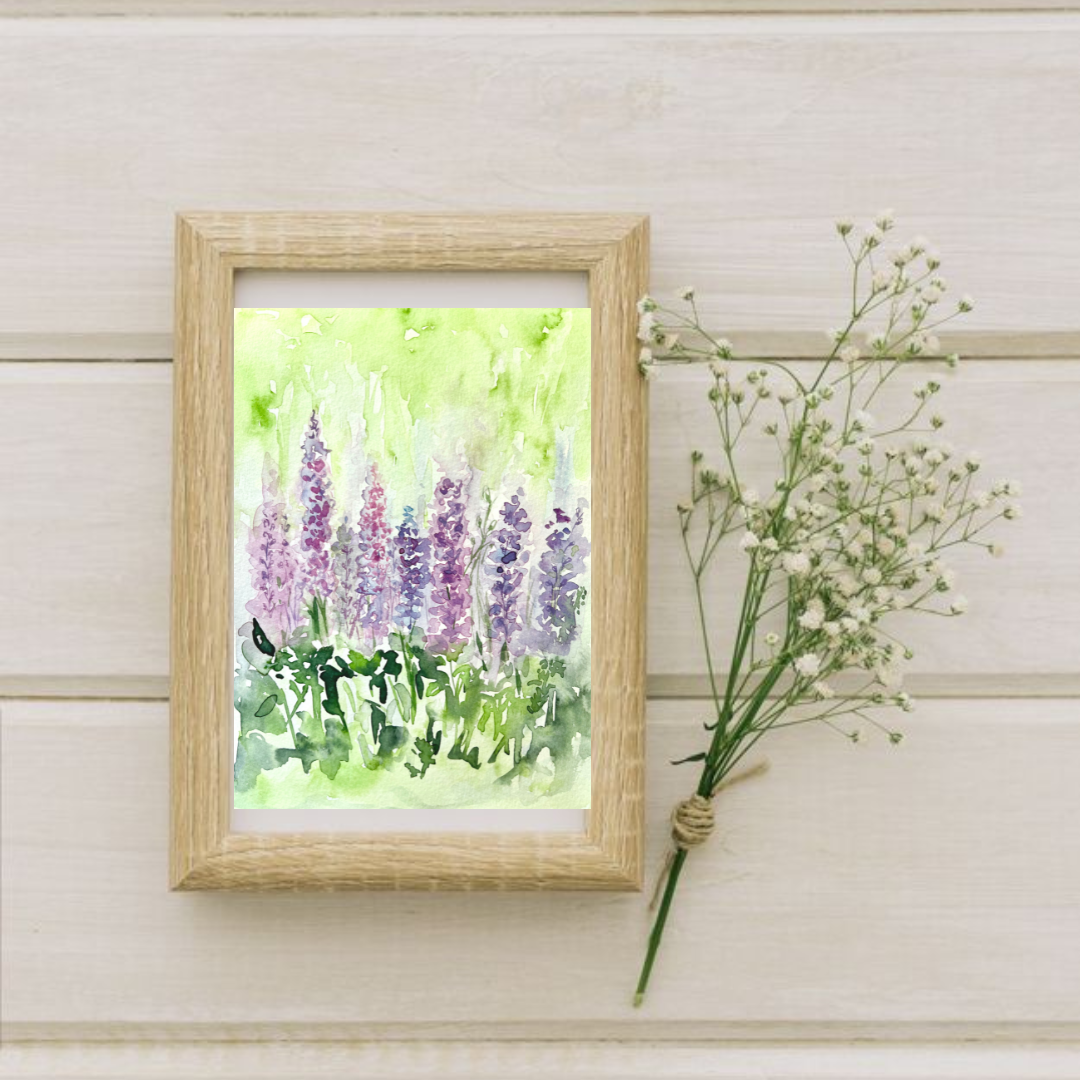 Lavender Watercolour Painting | Lavender floral fauna Art,  'Lilac Lavender' by Rebecca Cch.