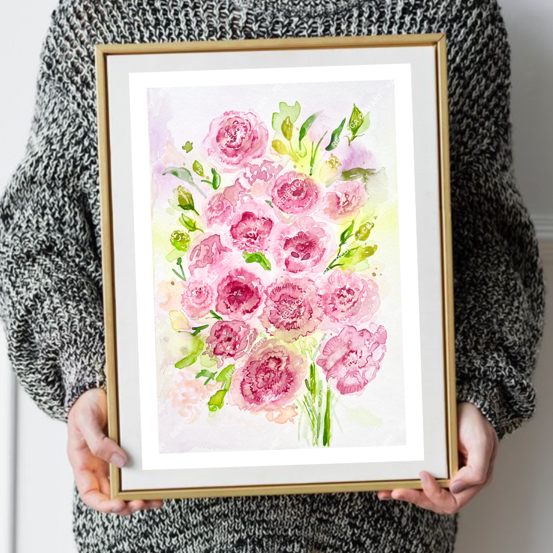 Floral painting art print "Eustoma Bouquet"