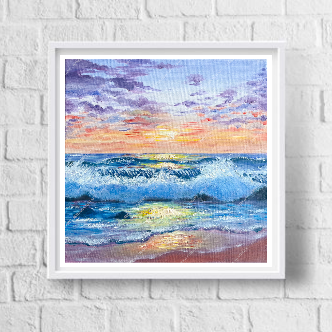 Mediterranean Sunset - Oil painting art print - inspired by Southern France