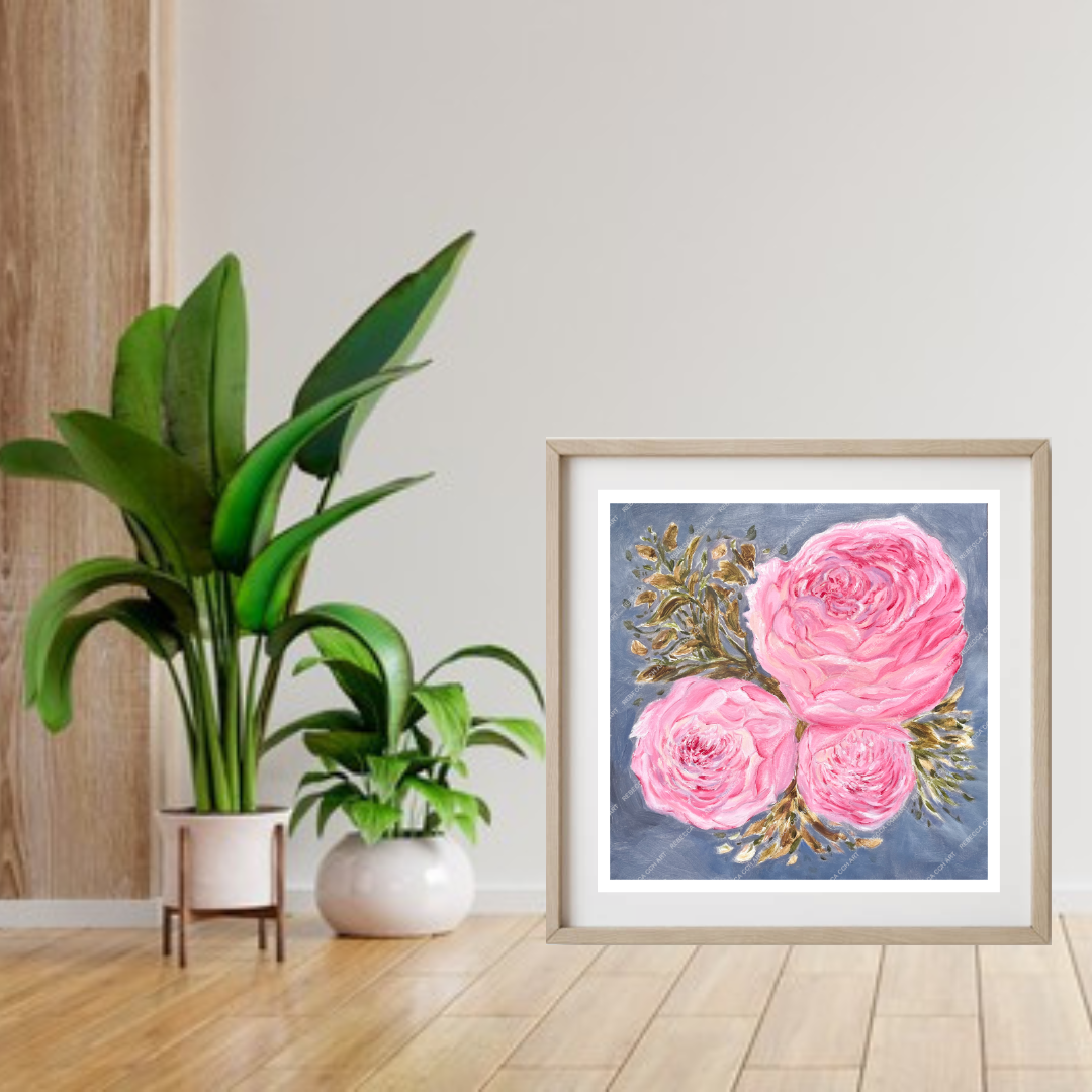 Peony Oil Painting art print wall decor, 'Peony Trio' by Rebecca Cch Art