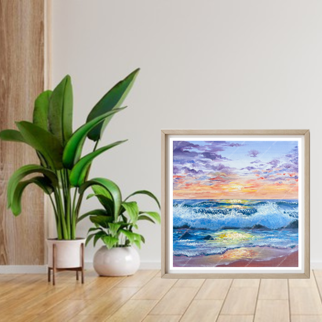 Mediterranean Sunset - Oil painting art print - inspired by Southern France