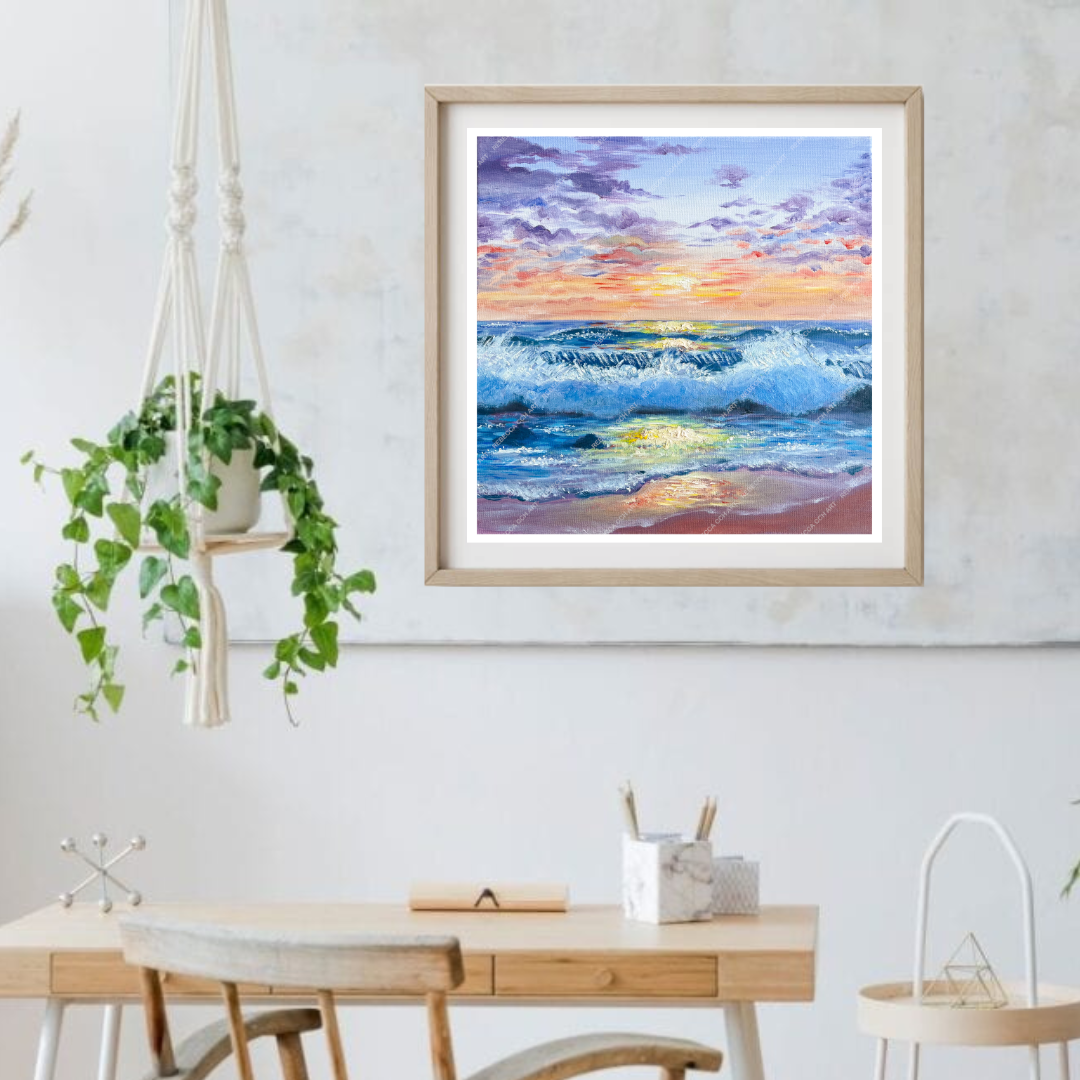 Mediterranean Sunset - Oil painting art print - inspired by Southern France