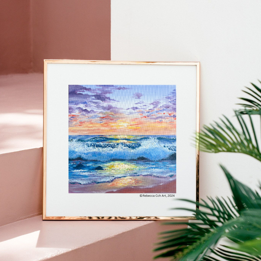 Mediterranean Sunset - Oil painting art print - inspired by Southern France