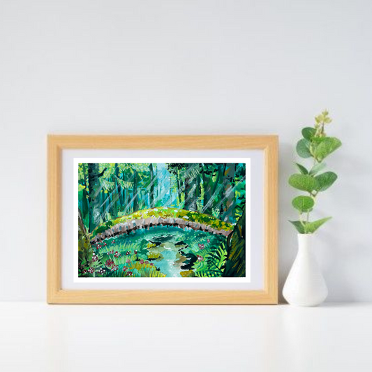 Ghibli inspired landscape scene "Arrietty's Forest" by Rebecca Cch Art