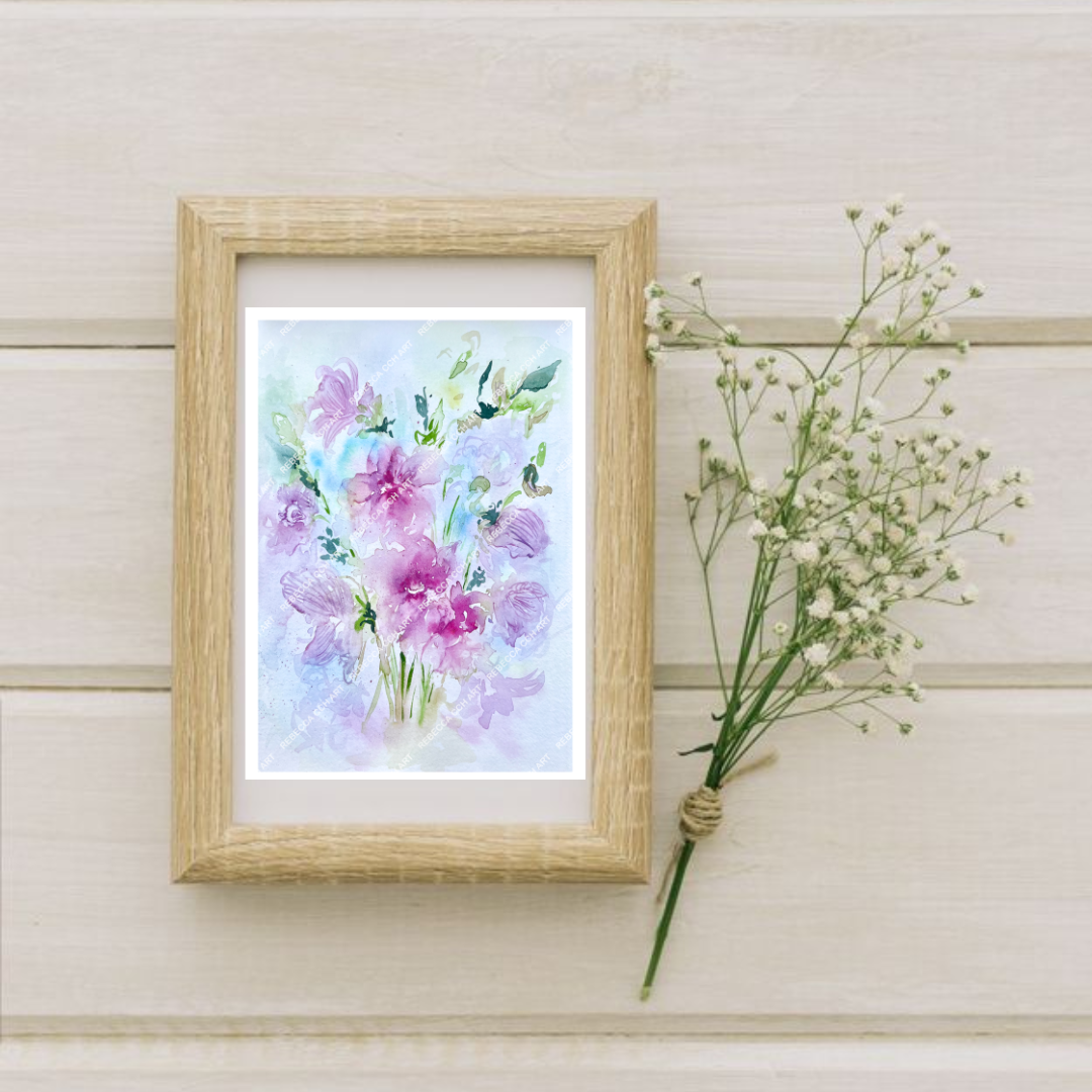 Botanical Watercolour Art print hanging decor "Orchid Fiesta" by Rebecca Cch Art