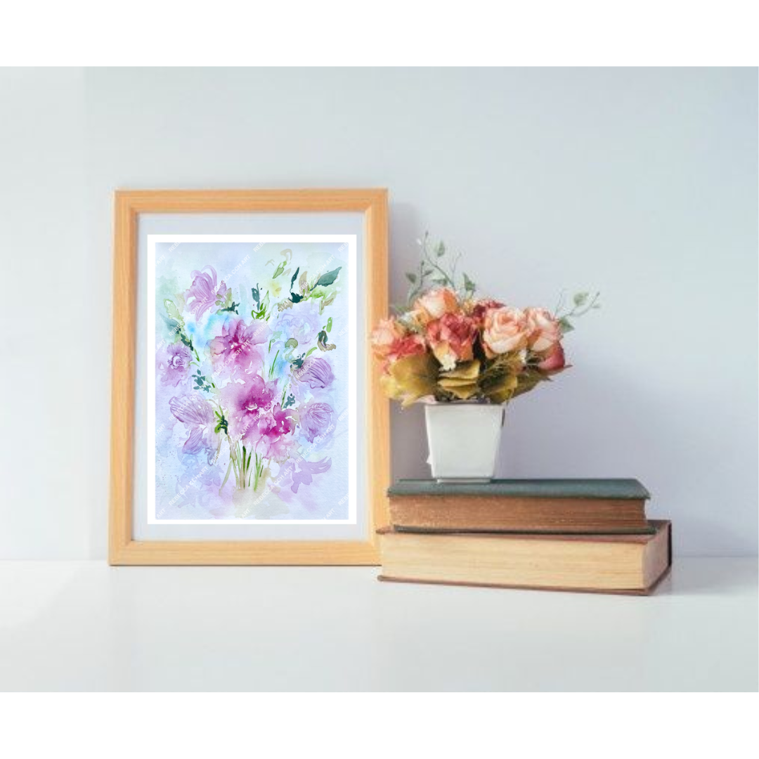 Botanical Watercolour Art print hanging decor "Orchid Fiesta" by Rebecca Cch Art