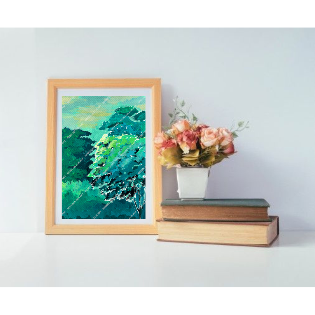 Watercolour Landscape Countryside painting "Lush" Art print