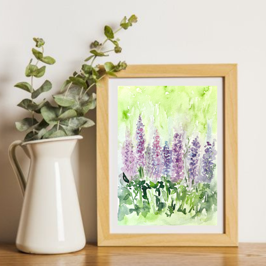 Lavender Watercolour Painting | Lavender floral fauna Art,  'Lilac Lavender' by Rebecca Cch.