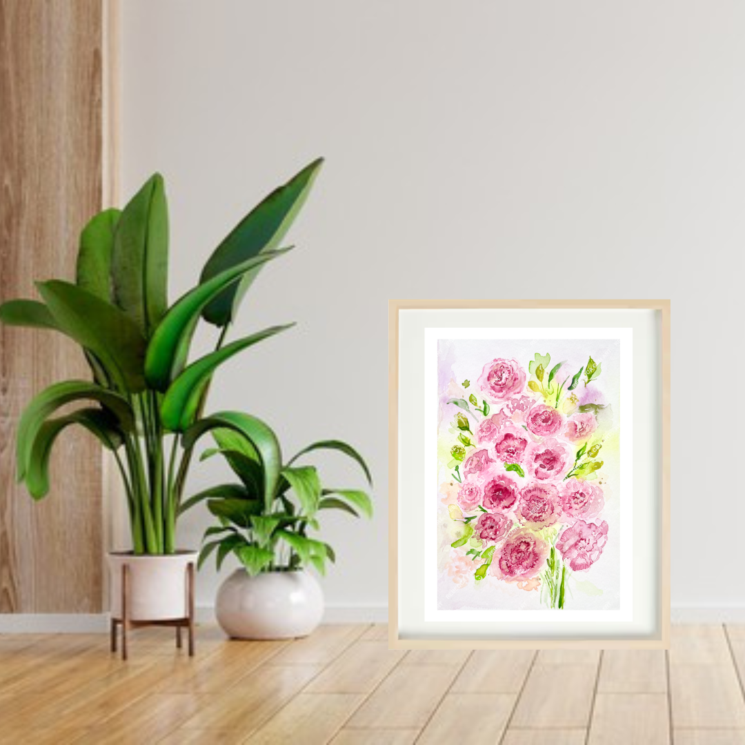 Floral painting art print "Eustoma Bouquet"