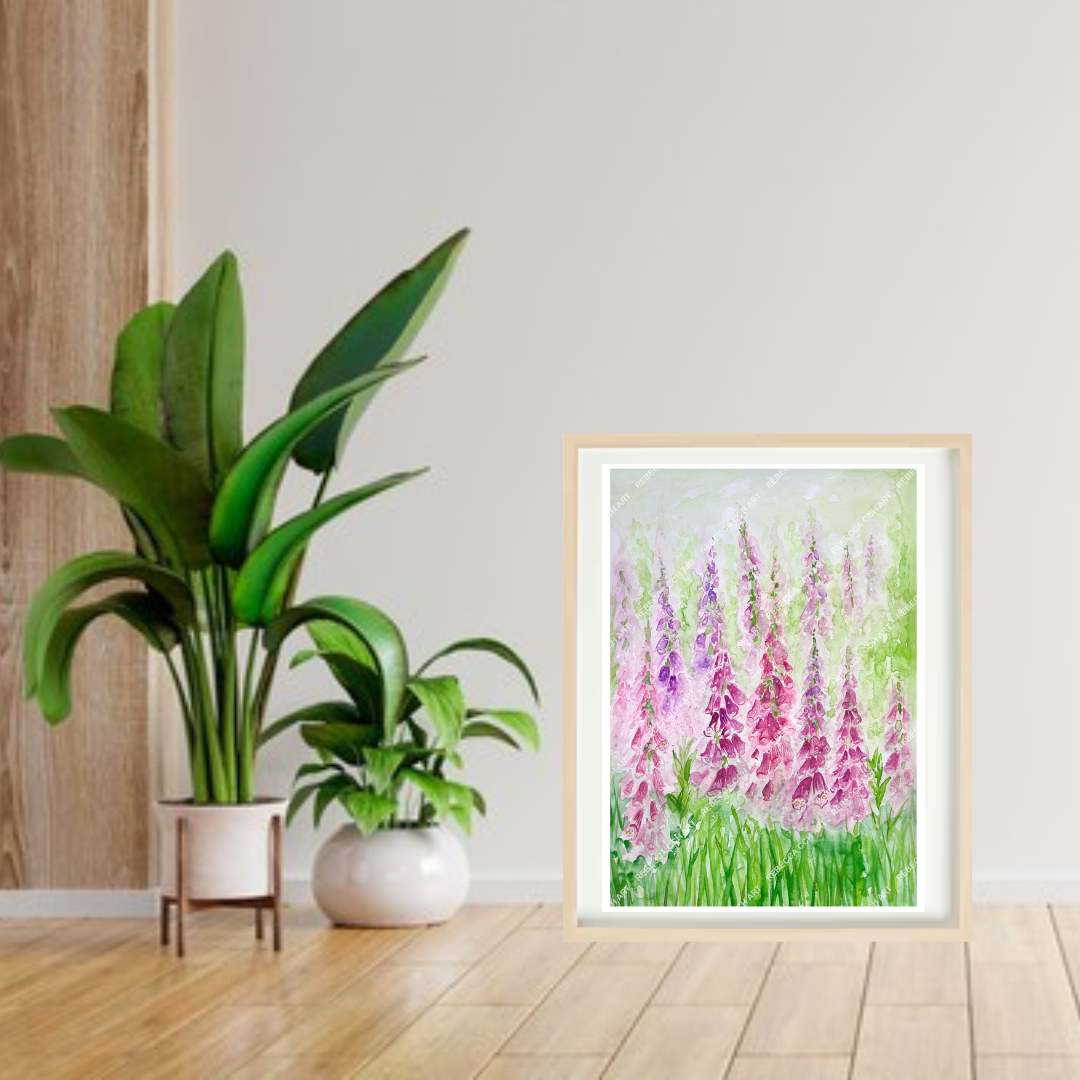 Foxgloves painting Art print floral art wall decor