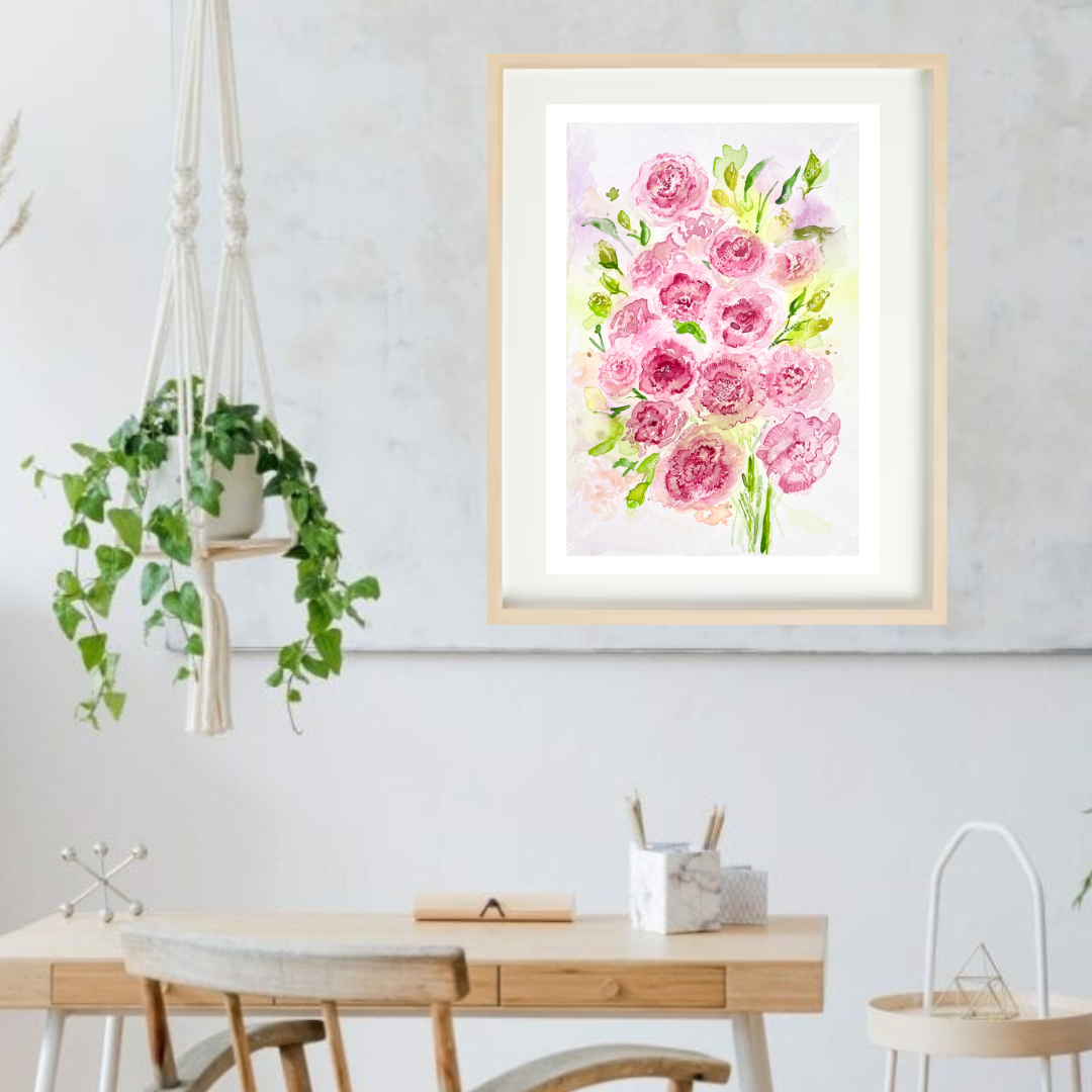 Floral painting art print "Eustoma Bouquet"