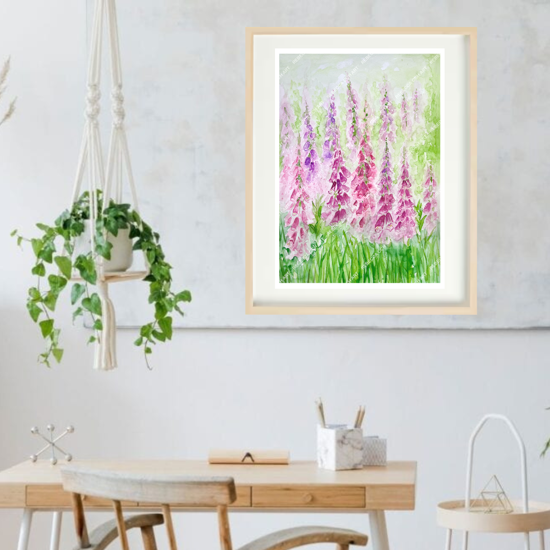 Foxgloves painting Art print floral art wall decor