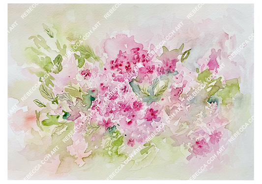 Art Watercolour painting art print "Dreamy Sakura" by Rebecca Cch Art