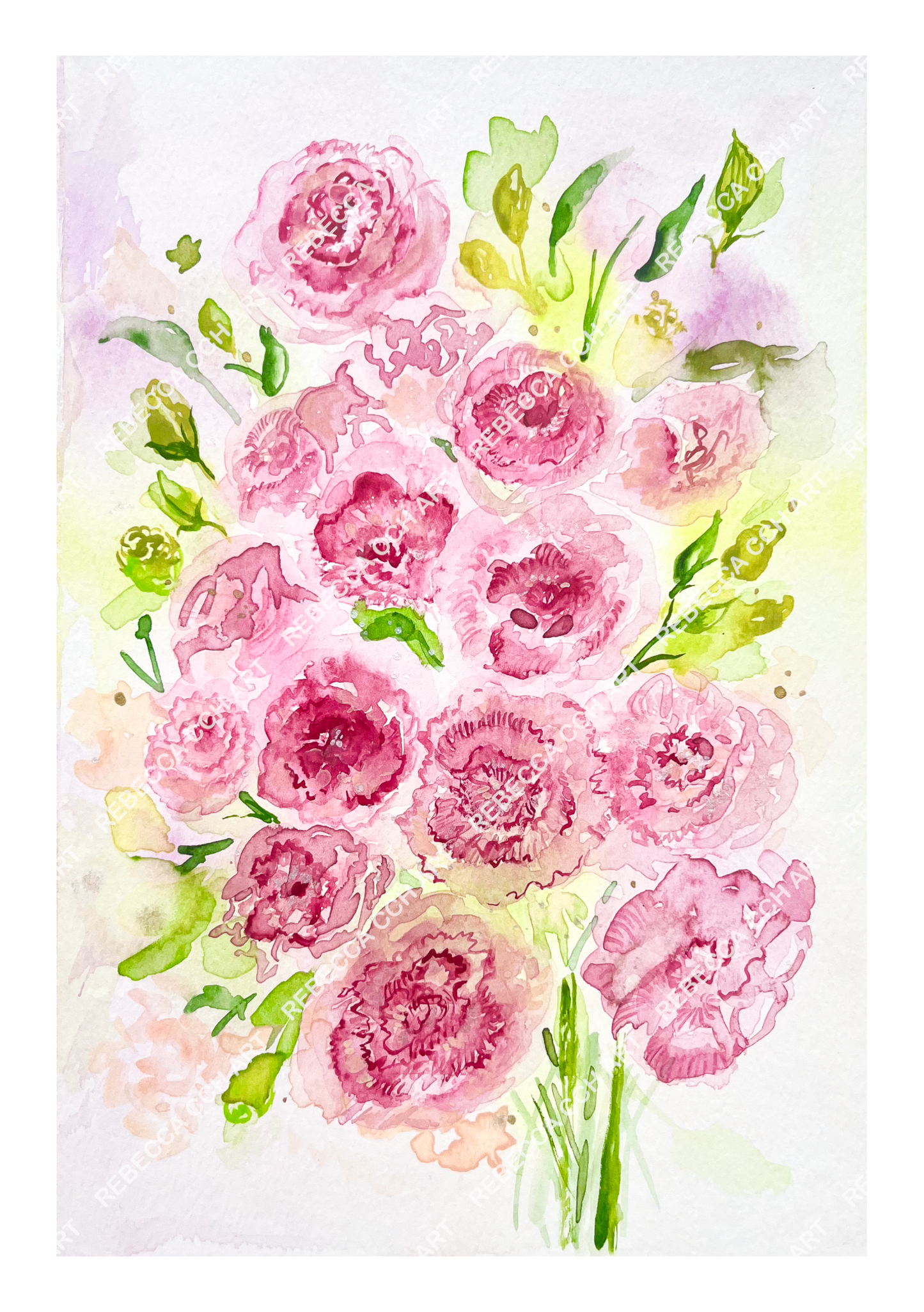 Floral painting art print "Eustoma Bouquet"