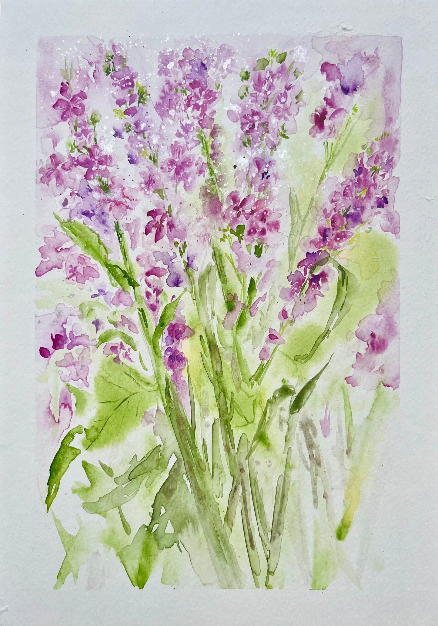 (original) Floral Watercolour Painting | Flower Wall Decor, 'Flowers in the Wild' by Rebecca Cch.