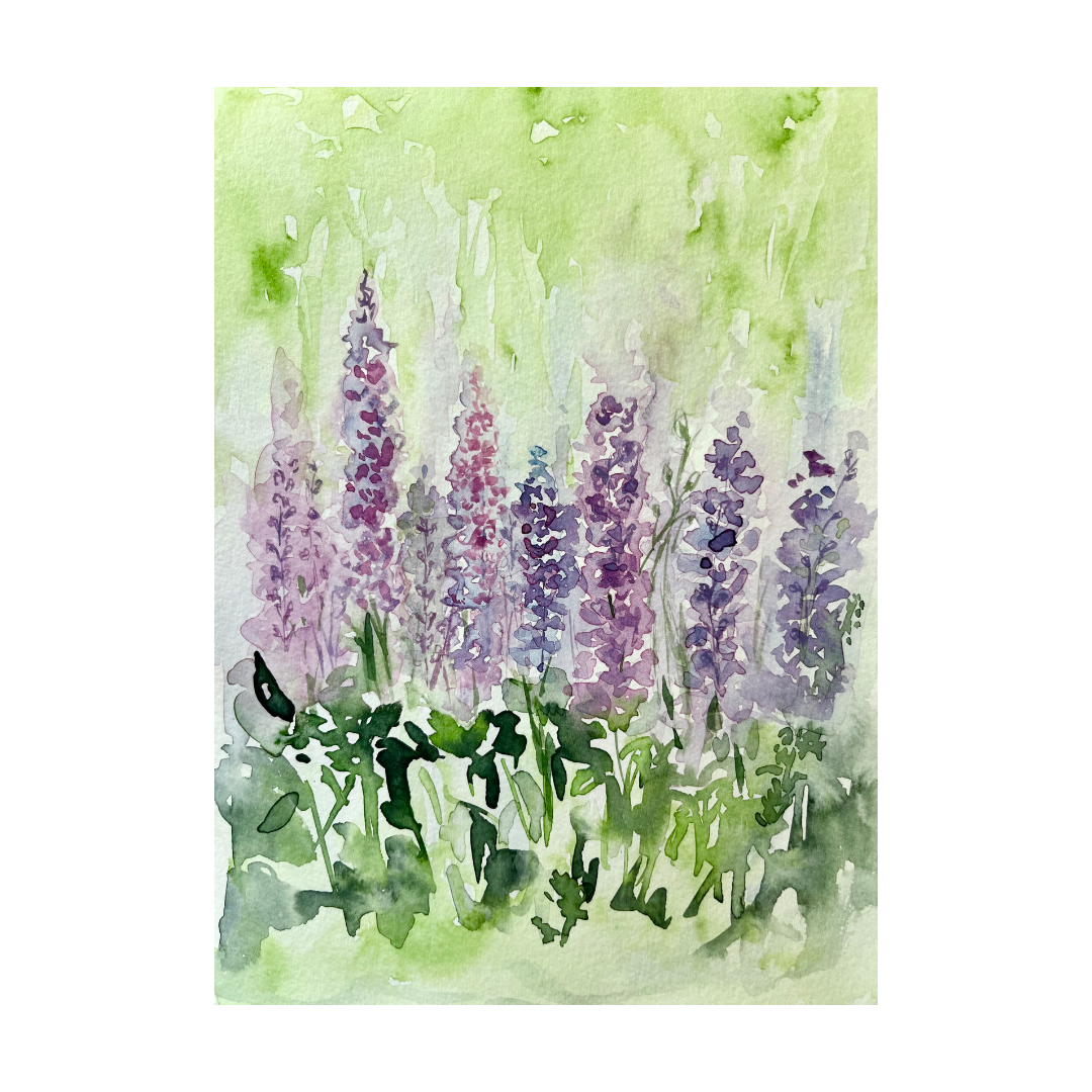 Lavender Watercolour Painting | Lavender floral fauna Art,  'Lilac Lavender' by Rebecca Cch.