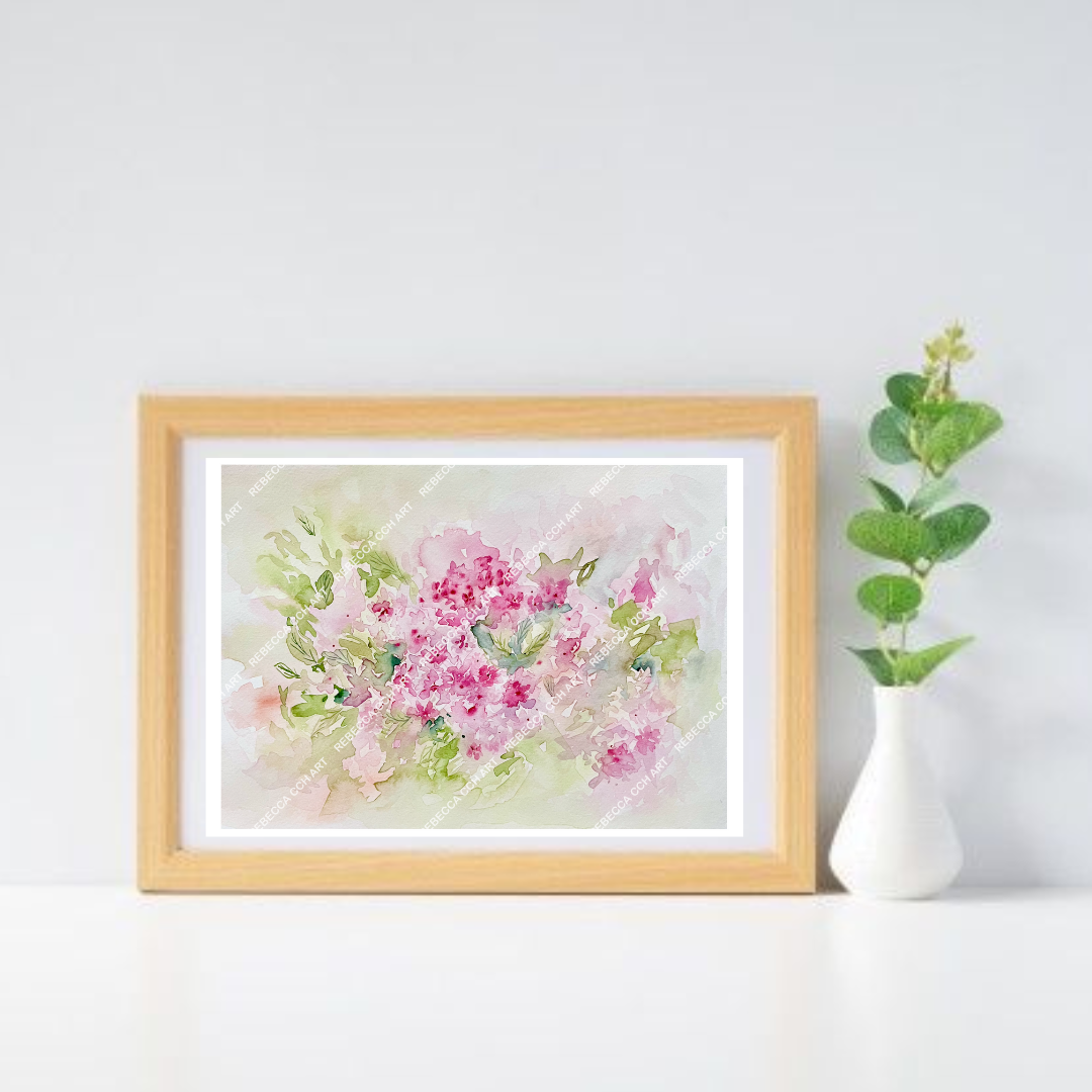 Art Watercolour painting art print "Dreamy Sakura" by Rebecca Cch Art