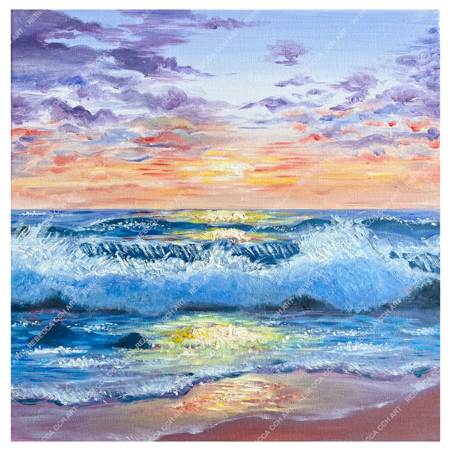 Mediterranean Sunset - Oil painting art print - inspired by Southern France