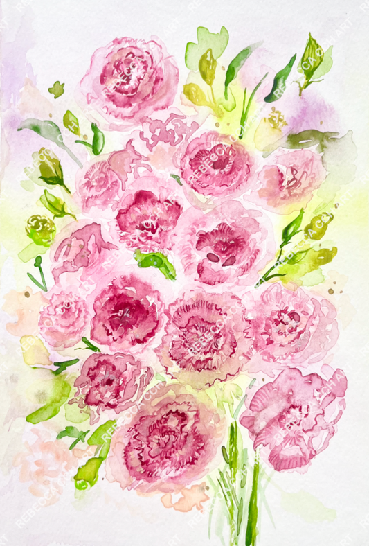 Floral painting art print "Eustoma Bouquet"